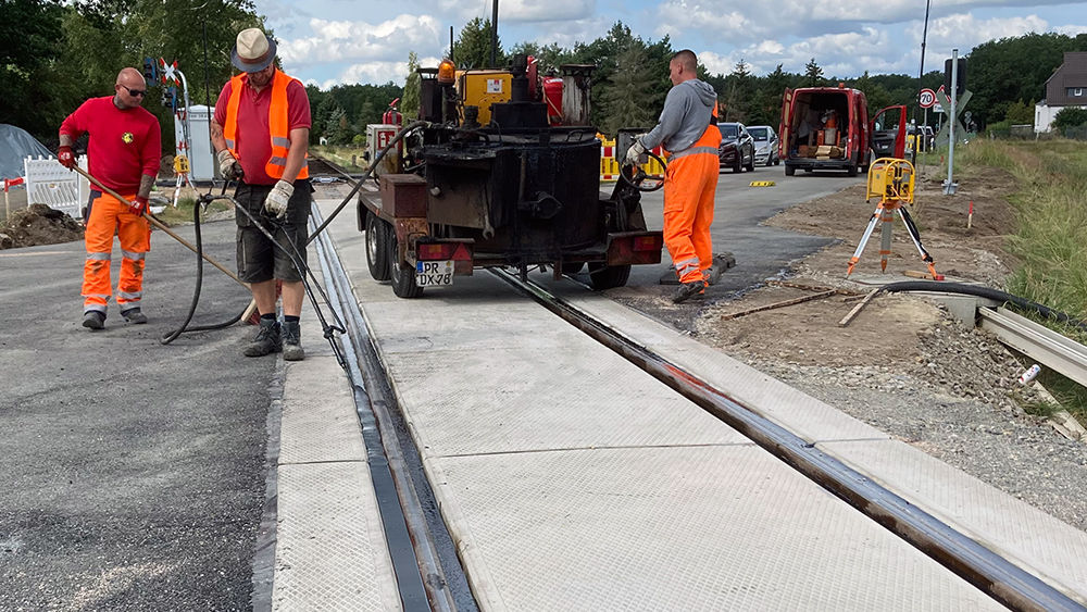 Schienenverguss Bahnübergang